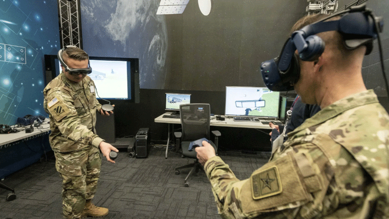 soldier team in virtual reality